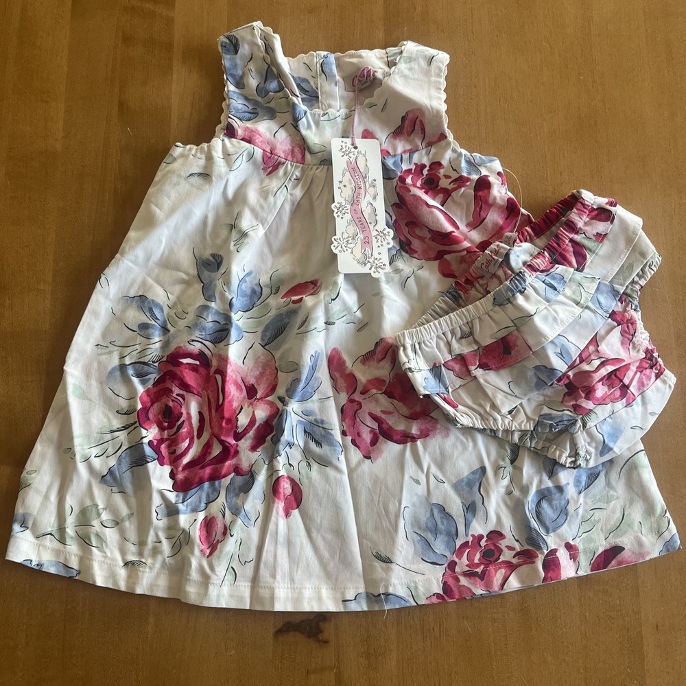Cath Kidston London Kids Dress Sz 6-12M Floral Baby‎ Eleanor Birthday Rose NEW